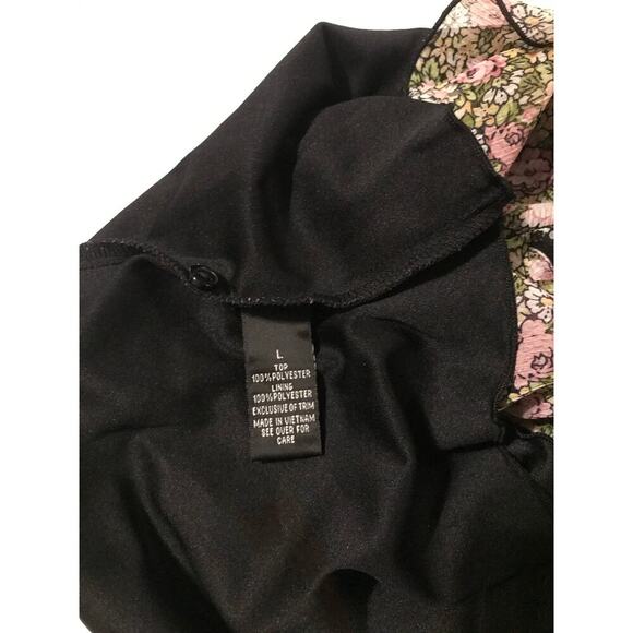 BCX Y2K ditsy floral lace ruffle trim babydoll top Sz Lg Fairy grunge whimsigoth - Picture 6 of 13